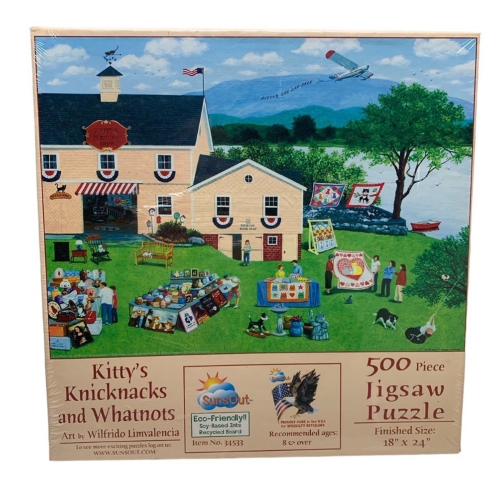 SunsOut Kitty's KnickKnacks & Whatnots 500 jigsaw puzzle